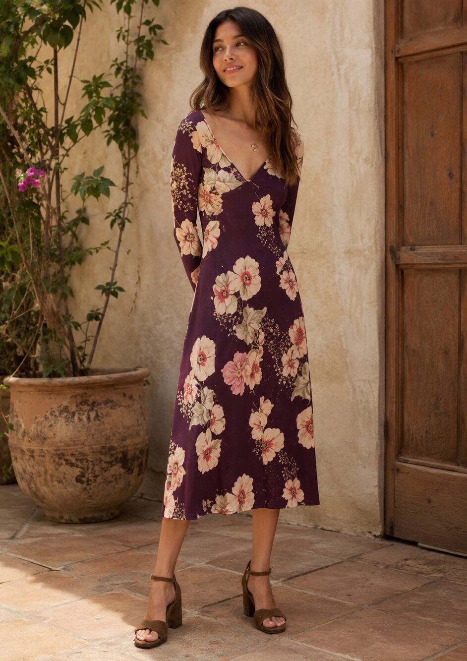 Free people Calla Midi Dress Sz L $168